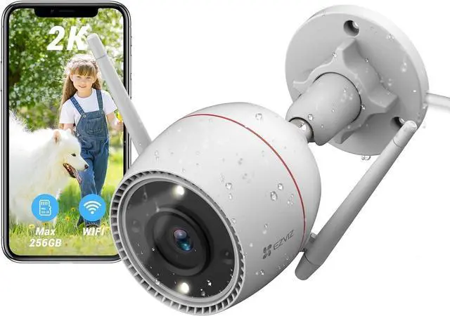 Main image of EZVIZ 2K Outdoor Camera for Home Security, WiFi Surveillance Camera Outside with Color Night Vision, No Subscription with Two-Way Talk, Motion Detection, IP67, Alexa/Google, 256 SD | C3TN 3MP