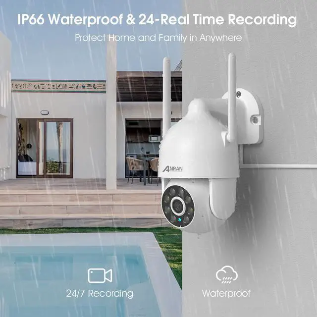 Alt view image 6 of 7 - ANRAN 2026 Limited 2K Wireless Outdoor Security Camera, 5Ghz PTZ Home Security Camera with 360° View and Auto Motion Tracking,2.4G WiFi Dome Surveillance Camera,Spotlight Siren,Night Vision,Audio