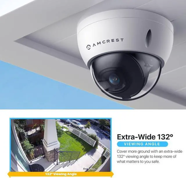 Alt view image 5 of 7 - Amcrest 5MP POE Camera, Outdoor Vandal Dome Security POE IP Camera, 5-Megapixel, 98ft NightVision, 2.8mm Lens, IP67, IK10 Resistance, MicroSD 256GB (Sold Separately), Cloud, NVR (IP5M-D1188EW-AI-V3)