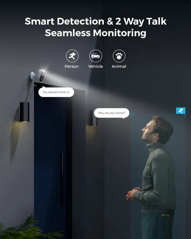 Alt view image 3 of 7 - REOLINK Wireless Outdoor Security Camera Lumus 2K, Upgraded 4MP Spotlight Color Night Vision, 2.4/5GHz Dual-Band WiFi Plug in Camera, Smart Person/Vehicle/Animal Detection, Two-Way Talk, Local Storage