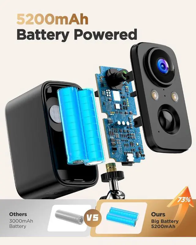Alt view image 3 of 7 - Security Cameras Wireless Outdoor Battery: 2K WiFi Camera Indoor for Home Security System - CCTV Camera Waterproof Night Vision Camaras de Seguridad para Casa Inalambricas
