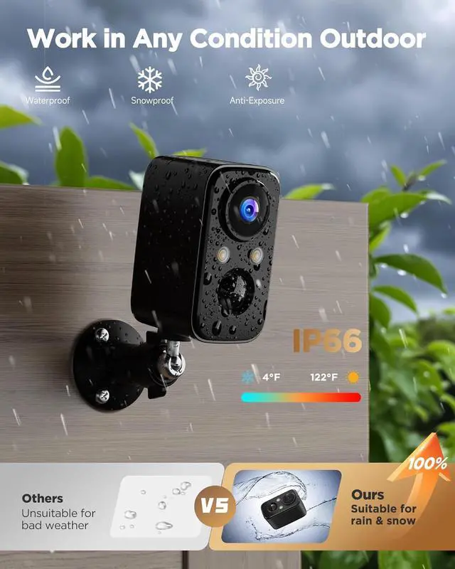 Alt view image 4 of 7 - Security Cameras Wireless Outdoor Battery: 2K WiFi Camera Indoor for Home Security System - CCTV Camera Waterproof Night Vision Camaras de Seguridad para Casa Inalambricas