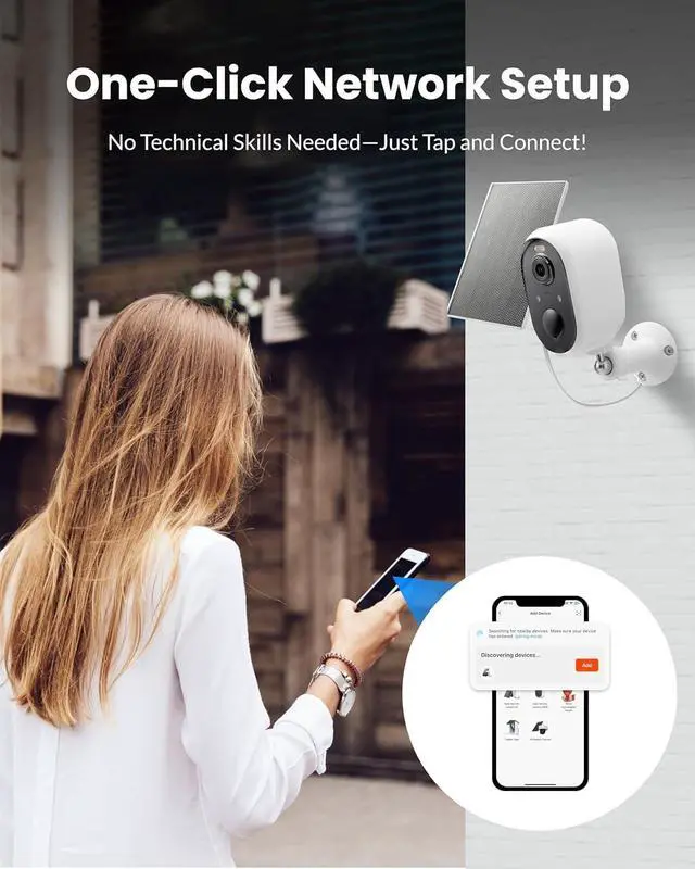 Alt view image 4 of 7 - Solar Security Camera Outdoor Wireless 2 Pack, 2K Color Night Vision, Battery Powered PIR Motion Detection,2.4GHz WiFi Cameras for Home Surveillance, Light and Sound Alarm, 2-Way Audio