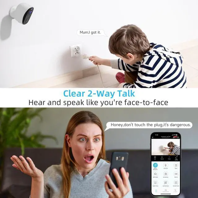 Alt view image 7 of 7 - 4PC 2.4G/5GHz WiFi Security Cameras Wireless Outdoor,2K Battery Home Security Camera with AI Detection,Siren, Surveillance Indoor Home Camera, Color Night Vision,2-Way Talk,IP65, Cloud/SD, Works Alexa