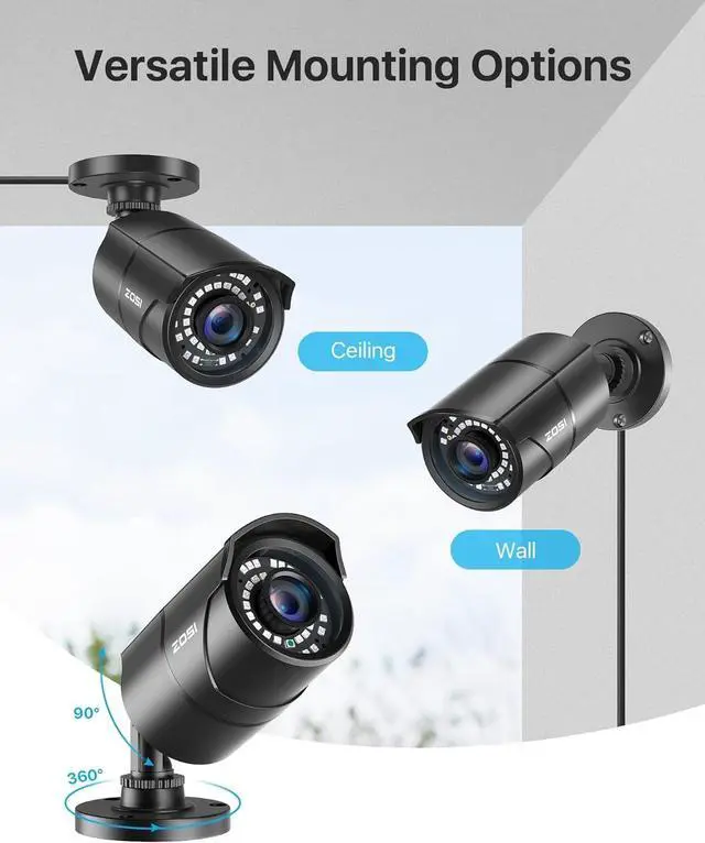 Alt view image 5 of 7 - ZOSI 1080P 1920TVL Security Camera Outdoor Indoor,Hybrid 4-in-1 TVI/CVI/AHD/960H CVBS Bullet Cam for Analog Home Office Surveillance DVR CCTV System,IP67 Weatherproof,120ft IR Night Vision,Black