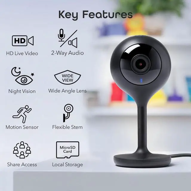 Alt view image 2 of 7 - Geeni Look 1080p Indoor Security Camera  2-Pack Full HD WiFi Indoor Camera with 2-Way Audio, Motion Detection, & Night Vision  Support for Alexa & Google Assistant