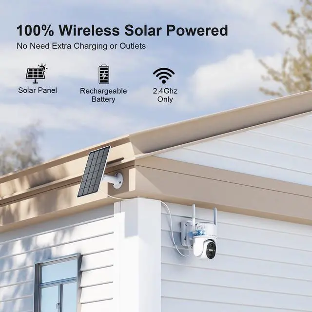 Alt view image 2 of 7 - Cameras for Home Security Outdoor, WiFi Outdoor Camera Wireless, Solar Security Cameras Wireless Outdoor, 360 PTZ, PIR Sensor, 2K HD Color Night Vision, 2-Way Talk, IP66 Waterproof
