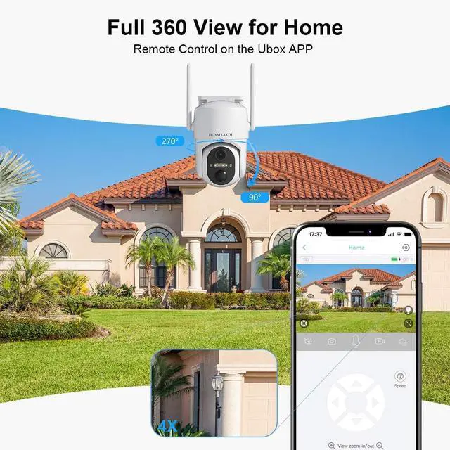 Alt view image 3 of 7 - Cameras for Home Security Outdoor, WiFi Outdoor Camera Wireless, Solar Security Cameras Wireless Outdoor, 360 PTZ, PIR Sensor, 2K HD Color Night Vision, 2-Way Talk, IP66 Waterproof