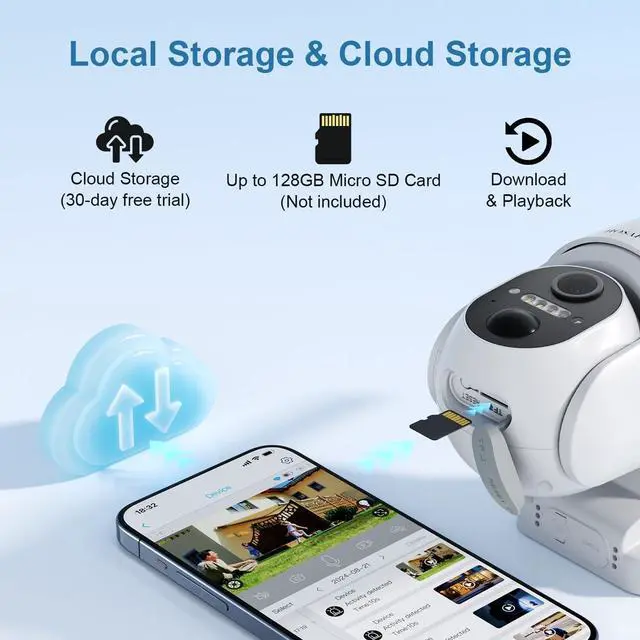 Alt view image 5 of 7 - Cameras for Home Security Outdoor, WiFi Outdoor Camera Wireless, Solar Security Cameras Wireless Outdoor, 360 PTZ, PIR Sensor, 2K HD Color Night Vision, 2-Way Talk, IP66 Waterproof