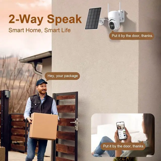 Alt view image 6 of 7 - Cameras for Home Security Outdoor, WiFi Outdoor Camera Wireless, Solar Security Cameras Wireless Outdoor, 360 PTZ, PIR Sensor, 2K HD Color Night Vision, 2-Way Talk, IP66 Waterproof