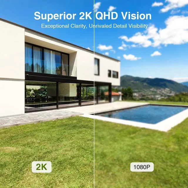Alt view image 4 of 7 - Security Cameras Wireless Outdoor 180° Pan Rotate 2K Color Night Vision Cameras for Home Security Motion Detection Siren 2-Way Talk Battery Powered IP65 Waterproof 2.4GHz WiFi Cloud/SD Storage 2-Pack