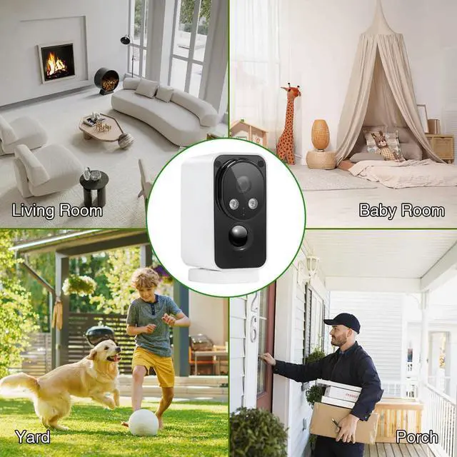 Alt view image 6 of 7 - Security Cameras Wireless Outdoor 180° Pan Rotate 2K Color Night Vision Cameras for Home Security Motion Detection Siren 2-Way Talk Battery Powered IP65 Waterproof 2.4GHz WiFi Cloud/SD Storage 2-Pack