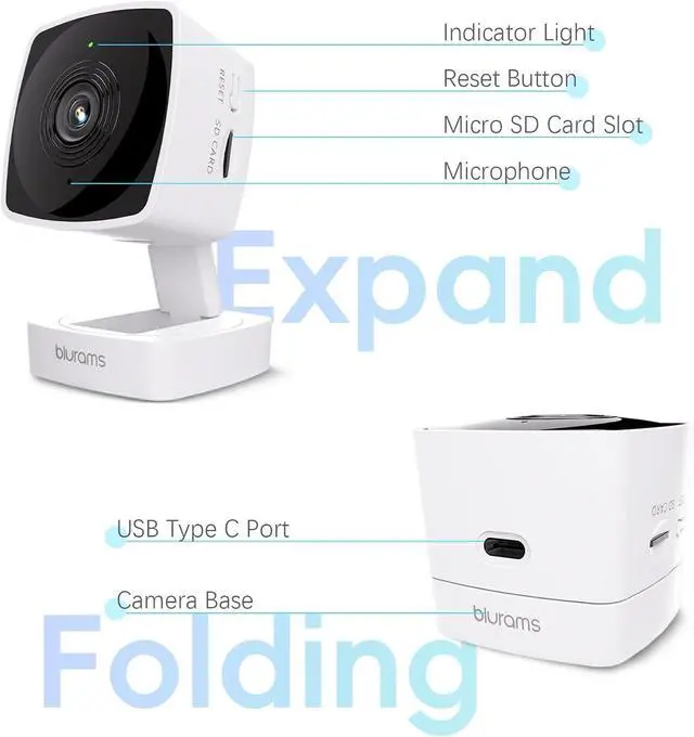 Alt view image 5 of 7 - blurams 5GHz Cameras for Home Security, 2K Security Camera Indoor, Pet Camera with Phone App, Indoor Camera w/AI Motion Detection, 2-Way Audio, Compatible with Alexa&Google Home, WiFi 6