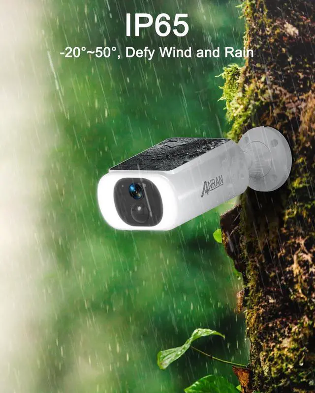 Alt view image 2 of 7 - ANRAN 2K Solar Security Cameras Wireless Outdoor, 2.4Ghz WiFi Surveillance Outdoor Camera for Home Security with Embedded Solar Panel, Color Night Vision, 2-Way Talk, IP67 Waterproof, Work with Alexa
