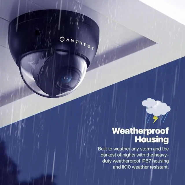 Alt view image 6 of 7 - Amcrest UltraHD 4K (8MP) Dome POE IP Camera, 3840x2160, 98ft NightVision, 2.8mm Lens, IP67 Weatherproof, 125° FOV, 256GB MicroSD Recording, Black (IP8M-2493EB-AI-V3)