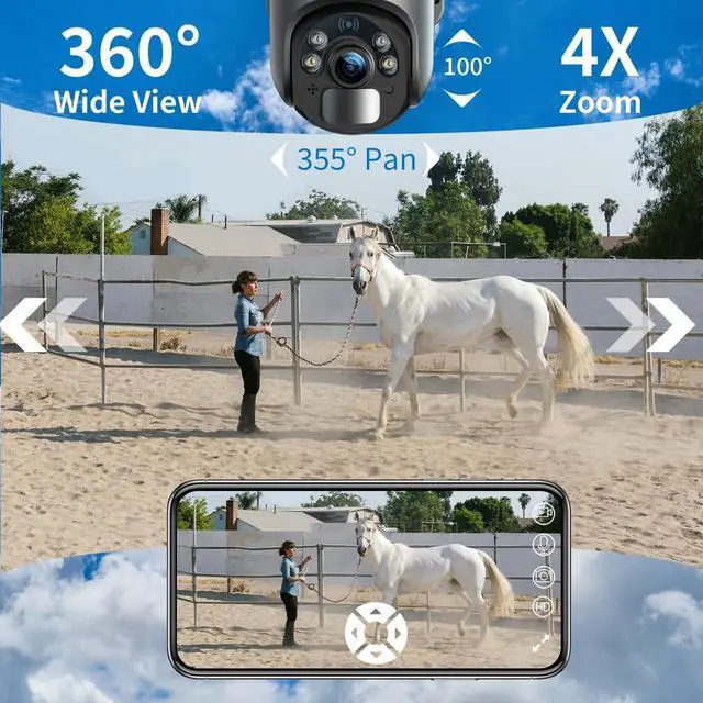 Alt view image 4 of 7 - Xega 4G LTE Cellular Security Camera Outdoor Solar Camera Wireless Built-in SIM Card, 2K HD Color Night Vision PTZ 360° View, Smart PIR Motion Detection, 2-Way Talk, No WiFi, IP66