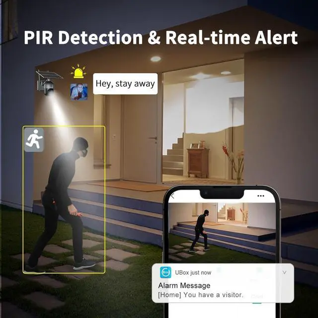 Alt view image 7 of 7 - Xega 4G LTE Cellular Security Camera Outdoor Solar Camera Wireless Built-in SIM Card, 2K HD Color Night Vision PTZ 360° View, Smart PIR Motion Detection, 2-Way Talk, No WiFi, IP66