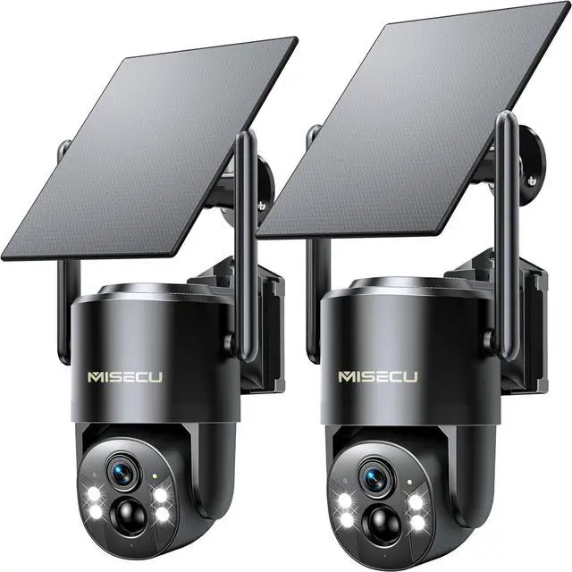 Main image of 4G LTE Cellular Solar Security Camera Wireless Outdoor, No WiFi Solar Powered Outdoor, 2.5K Color Night Vision, AI Motion Detection, 360° PTZ Live View, 2 Way Talk, Built in SIM Card (2 Pack)