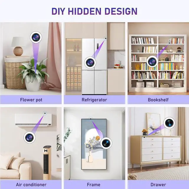 Alt view image 2 of 6 - 1080P Camera DIY Module, 5G/2.4G WiFi Nanny Cam with Motion Detection 140° Wide Angle, Portable Mini Camera Module for Home Security (5G/2.4G WiFi with 64G Card - Built-in 800 mah Battery)