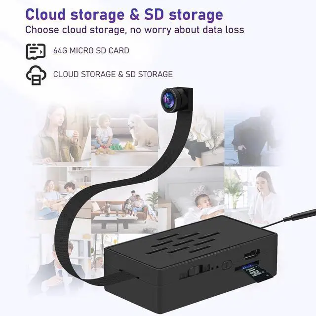 Alt view image 3 of 6 - 1080P Camera DIY Module, 5G/2.4G WiFi Nanny Cam with Motion Detection 140° Wide Angle, Portable Mini Camera Module for Home Security (5G/2.4G WiFi with 64G Card - Built-in 800 mah Battery)