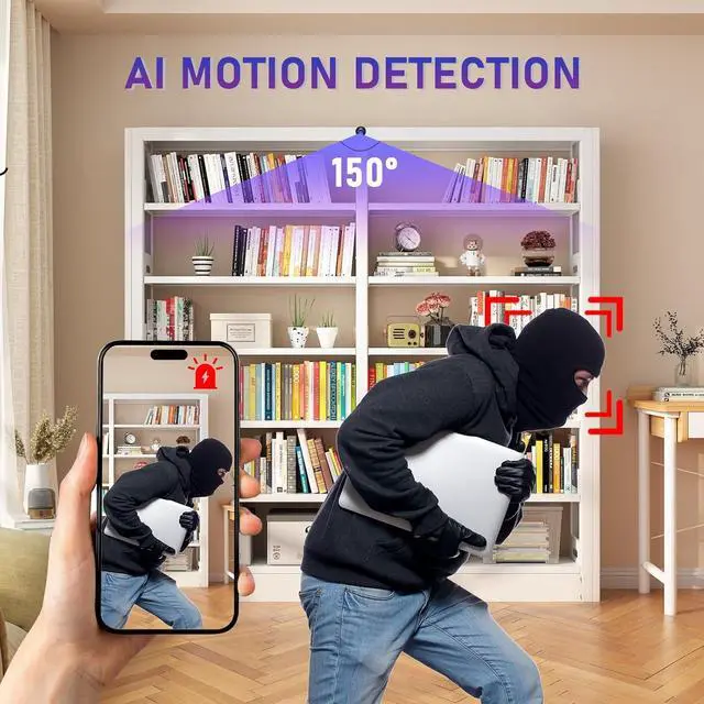 Alt view image 5 of 6 - 1080P Camera DIY Module, 5G/2.4G WiFi Nanny Cam with Motion Detection 140° Wide Angle, Portable Mini Camera Module for Home Security (5G/2.4G WiFi with 64G Card - Built-in 800 mah Battery)