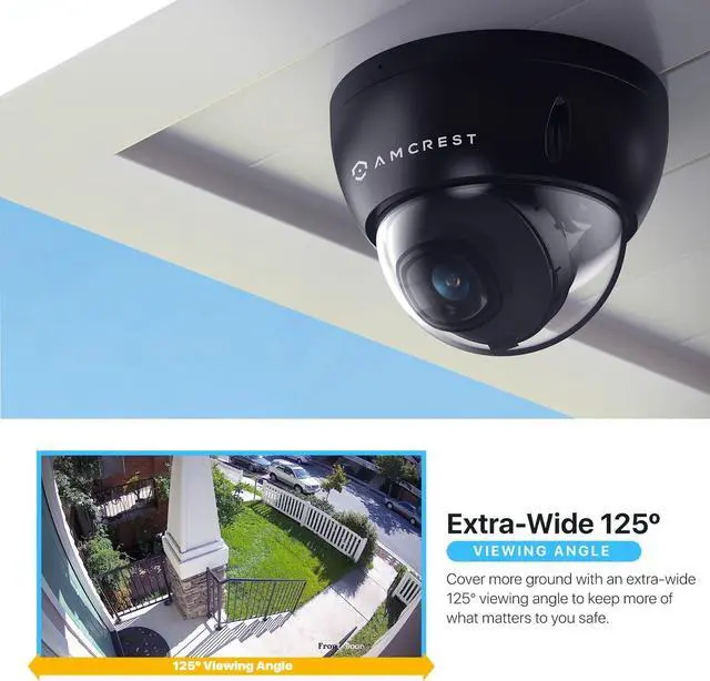 Alt view image 5 of 7 - Amcrest UltraHD 4K (8MP) Dome POE IP Camera, 3840x2160, 98ft NightVision, 2.8mm Lens, IP67 Weatherproof, 125° FOV, 256GB MicroSD Recording, Black (IP8M-2493EB-AI-V3)