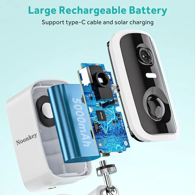 Alt view image 7 of 7 - 4MP Solar Security Camera Outdoor, 5G&2.4GHz Wireless Rechargeable Battery Cam with Spotlight/Siren, AI Human Detection, Color Night Vision, 2-Way Audio, IP65 Waterproof, Alexa,No Power Needed