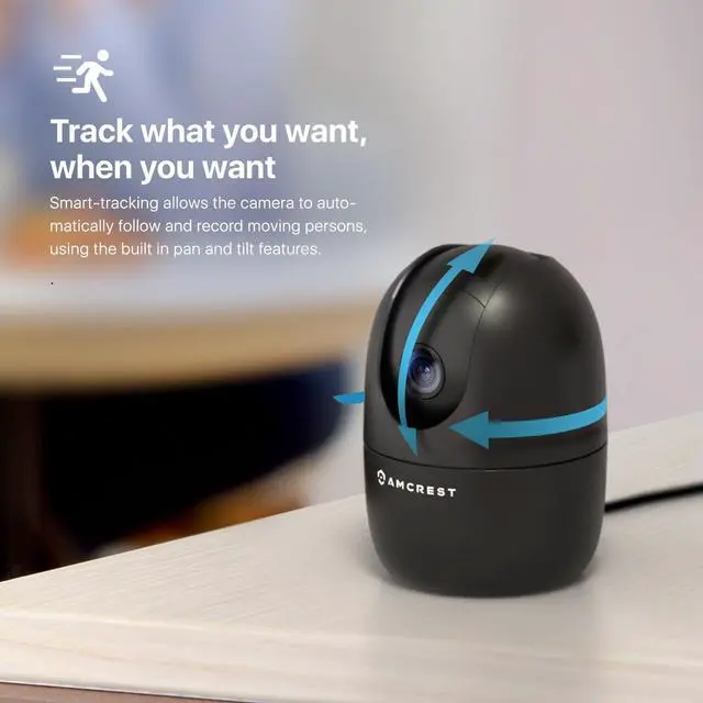 Alt view image 3 of 7 - Amcrest 1080P WiFi Camera Indoor, Nanny Cam, Dog Camera, Sound & Baby Monitor, Human & Pet Detection, Motion-Tracking, 2.4Ghz Only, Pan/Tilt Wireless IP Camera, Night Vision, Smart Home ASH21-B