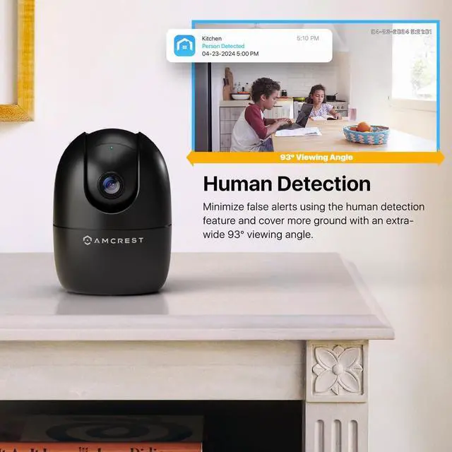 Alt view image 4 of 7 - Amcrest 1080P WiFi Camera Indoor, Nanny Cam, Dog Camera, Sound & Baby Monitor, Human & Pet Detection, Motion-Tracking, 2.4Ghz Only, Pan/Tilt Wireless IP Camera, Night Vision, Smart Home ASH21-B