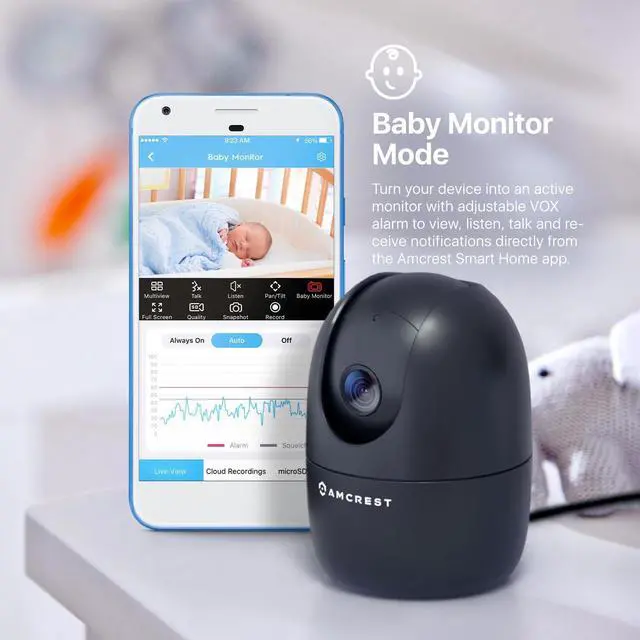 Alt view image 5 of 7 - Amcrest 1080P WiFi Camera Indoor, Nanny Cam, Dog Camera, Sound & Baby Monitor, Human & Pet Detection, Motion-Tracking, 2.4Ghz Only, Pan/Tilt Wireless IP Camera, Night Vision, Smart Home ASH21-B