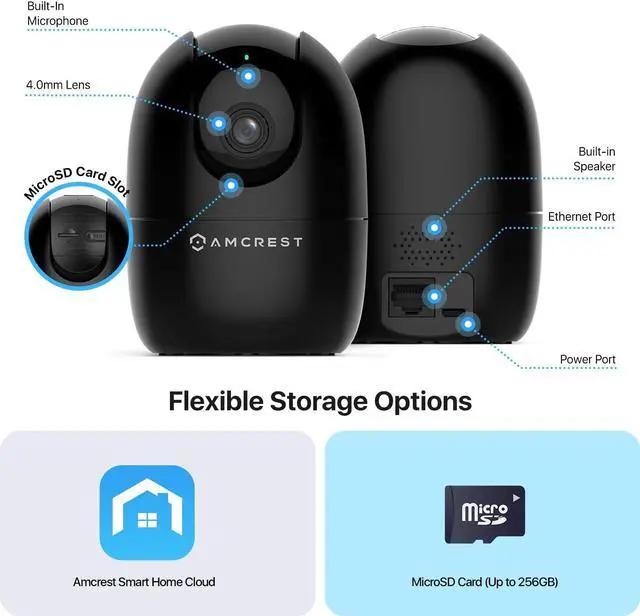 Alt view image 7 of 7 - Amcrest 1080P WiFi Camera Indoor, Nanny Cam, Dog Camera, Sound & Baby Monitor, Human & Pet Detection, Motion-Tracking, 2.4Ghz Only, Pan/Tilt Wireless IP Camera, Night Vision, Smart Home ASH21-B