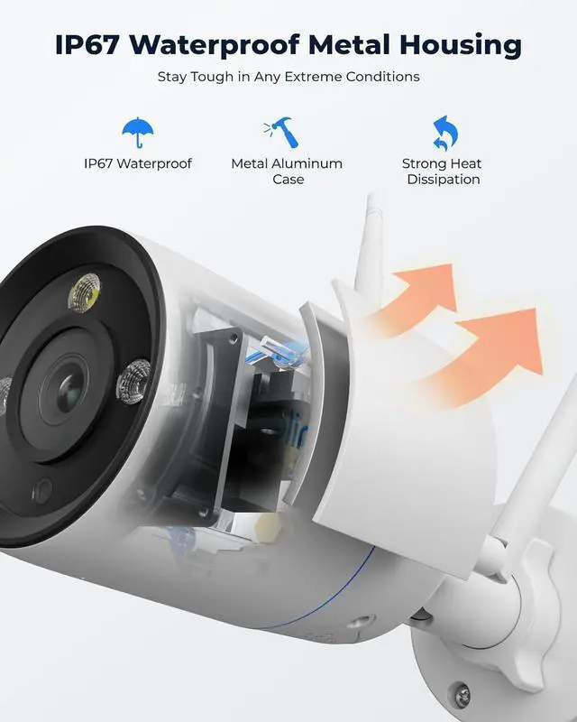 Alt view image 6 of 7 - REOLINK 4K Home Security Camera, 2.4/5GHz WiFi Outdoor Camera, Plug-in Power (DC 12V/1A), Human/Vehicle/Pet Detection, Color Night Vision, Two-Way Talk, 24/7 Recording, IP67 Waterproof, RLC-810WA