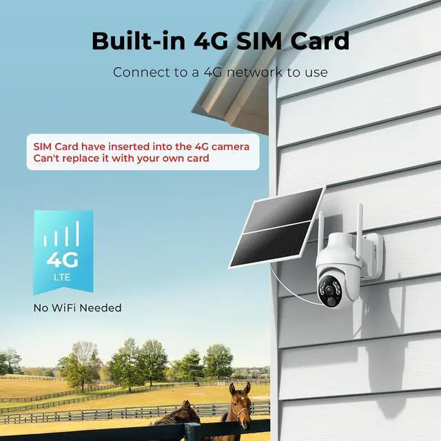 Alt view image 2 of 7 - 4G LTE Cellular Security Camera Supports Unlimited Data Plan, 2K Color Night Vision, 360° Live View, Motion Alerts, Remote Access, Solar Po