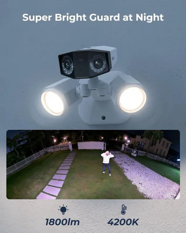 Alt view image 3 of 7 - REOLINK 4K Dual-Lens Floodlight Security Camera, Outdoor PoE IP Camera with 180° Ultra-Wide Angle, 1800 Lumen Floodlight, Human/Vehicle/Pet Detection, Two Way Talk, Waterproof, Duo Floodlight PoE