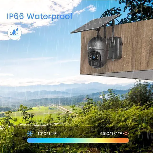 Alt view image 4 of 7 - Ctronics 3MP Solar Security Camera Wireless Outdoor WiFi, PTZ Surveillacne Camera Battery-Powered for Home Security, 360° View, Spotlight Color Night Vision, PIR Human Detection, 2-Way Audio (Grey)
