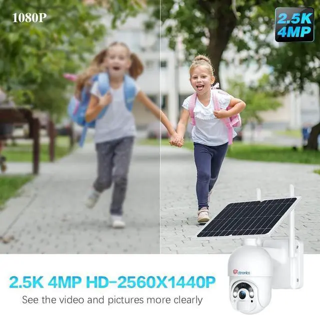 Alt view image 2 of 7 - Ctronics 2.5K 4MP Security Cameras Wireless Outdoor, WiFi Solar Security Camera 2560 * 1440P 10000mAh Battery Powered, 360° PTZ, Color Night Vision, PIR Human Detection, 2-Way Audio, IP66