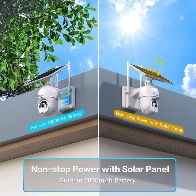 Alt view image 5 of 7 - Ctronics 2.5K 4MP Security Cameras Wireless Outdoor, WiFi Solar Security Camera 2560 * 1440P 10000mAh Battery Powered, 360° PTZ, Color Night Vision, PIR Human Detection, 2-Way Audio, IP66