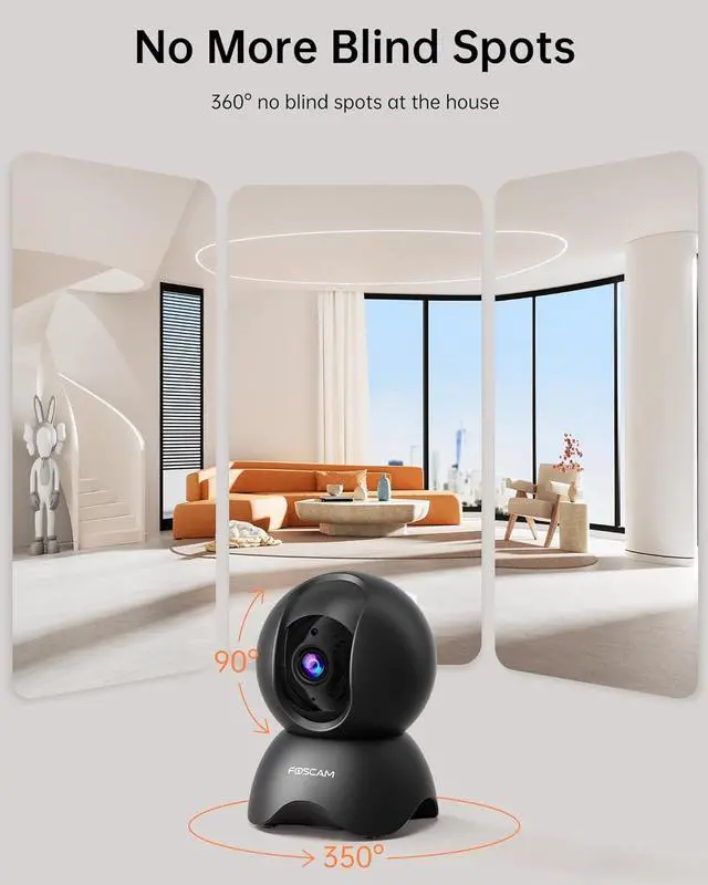 Alt view image 5 of 7 - FOSCAM 3K 5MP WiFi Pet Cameras for Home Security, 2.4GHz Indoor Camera Baby Monitor with 360° Pan Tilt, 2-Way Audio, 20X Digital Zoom, Night Vision, AI Human Detection, Cloud & SD Card Storage