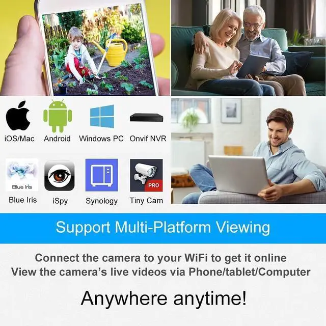 Alt view image 7 of 7 - 8MP PTZ Security Camera Outdoor FHD WiFi IP Camera with Humaniod Detection, Auto Tracking, Color Night Vision, Pan and Tilt, Two Way Talk, Floodlight and Siren, Waterproof