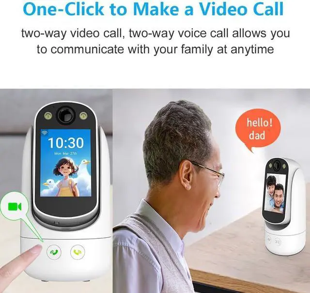 Alt view image 2 of 7 - Video Call Security Camera Indoor, Nanny Camera Baby Camera Pet Camera,2-Way Video Call,2-Way Audio, 360°Pan/Tilt WiFi Camera for Home Security, Motion Tracking, 1080P 2.8 inch HD Screen,Night Vision