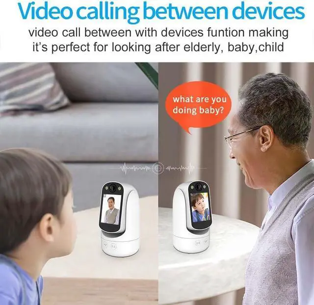 Alt view image 3 of 7 - Video Call Security Camera Indoor, Nanny Camera Baby Camera Pet Camera,2-Way Video Call,2-Way Audio, 360°Pan/Tilt WiFi Camera for Home Security, Motion Tracking, 1080P 2.8 inch HD Screen,Night Vision