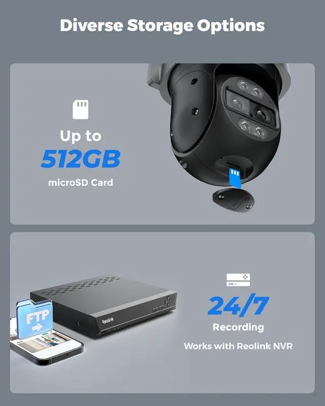 Alt view image 6 of 7 - REOLINK 4K Wired WiFi Outdoor Camera, 8MP Dual Lens Security Camera, 360 PTZ Camera Auto Tracking, 2.4/5GHz Wi-Fi Smart Person/Vehicle Detection, 6X Hybrid Zoom, Color Night Vision, TrackMix WiFi