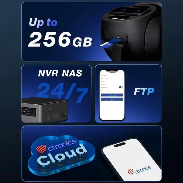 Alt view image 6 of 7 - Ctronics [10X Hybrid Zoom] Dual-Lens 4K 8MP Security Camera Outdoor, Auto Tracking & Zoom, 2.4/5GHz WiFi, AI Human/Vehicle/Animal Detection, 256GB TF/Cloud/FTP/NAS Storage, Color Night Vision