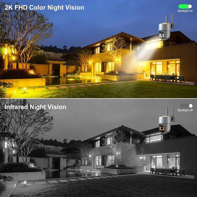 Alt view image 7 of 7 - Solar Security Cameras Wireless Outdoor, Mulit-Functional Home Security WiFi Camera with PIR Motion Detection & Floodlight, Weatherproof for Garden Front/Back Yard (2.4G WiFi Camera Grey)