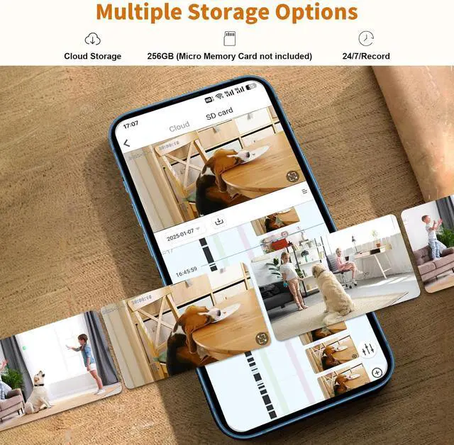 Alt view image 7 of 7 - Alaga WiFi Indoor Security Camera, Baby Monitor, AI Motion Detection, 2 Way Audio, Night Vision, Cloud and SD Card Storage, Compatible with Alexa and Google Assistant, with 32G TF Card