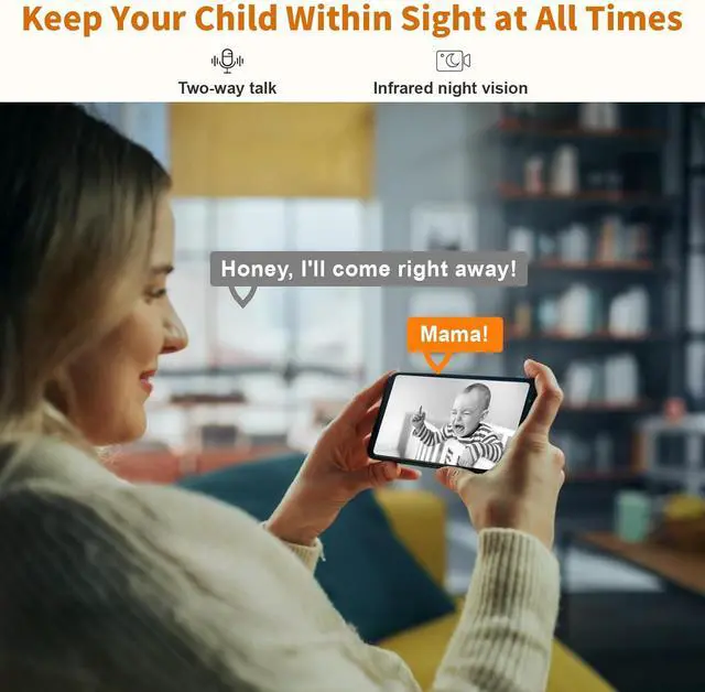 Alt view image 5 of 7 - Alaga WiFi Indoor Security Camera, Baby Monitor, AI Motion Detection, 2 Way Audio, Night Vision, Cloud and SD Card Storage, Compatible with Alexa and Google Assistant, with 32G TF Card