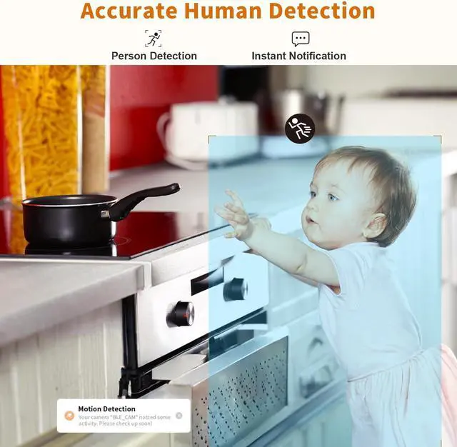 Alt view image 6 of 7 - Alaga WiFi Indoor Security Camera, Baby Monitor, AI Motion Detection, 2 Way Audio, Night Vision, Cloud and SD Card Storage, Compatible with Alexa and Google Assistant, with 32G TF Card