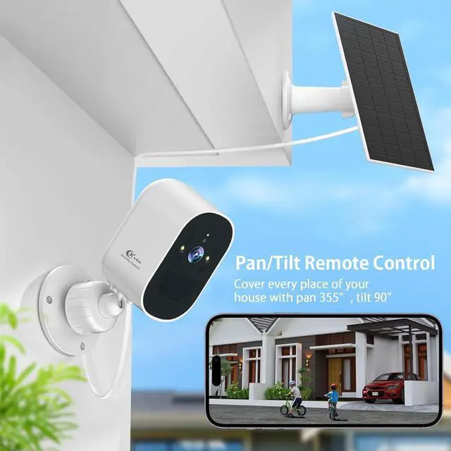 Alt view image 2 of 7 - XVIM 1080P 2Pack Solar Camera Outdoor Wireless, 2MP Battery Powered Camera with Color Night Vision, 2.4GHz WiFi Home Security, PIR Human Detection, 2-Way Talk, SD/Cloud, IP65 Waterproof