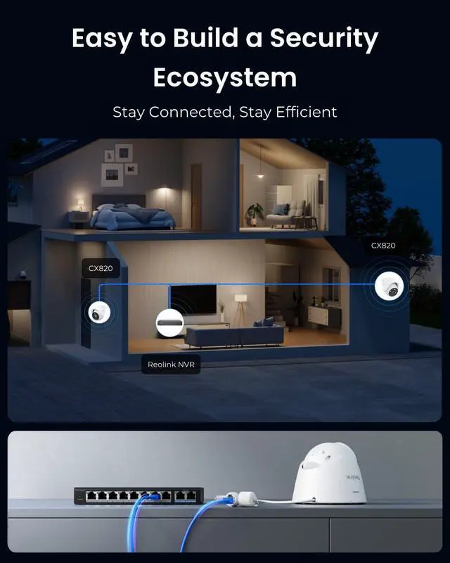 Alt view image 6 of 7 - REOLINK CX820 ColorX PoE Security Camera, 4K UHD, True Color Night Vision, F1.0 Super Aperture, 1/1.8'' Image Sensor, HDR Technology, Person/Vehicle/Animal Detection, Spotlight & Siren Alarm
