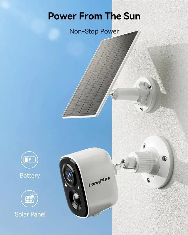 Alt view image 4 of 7 - LongPlus Solar Security Cameras Wireless Outdoor Camera Wireless Camera for Home Security, Battery Powered WiFi Cameras with AI Motion Detection, 2-Way Talk, Cloud/SD Storage